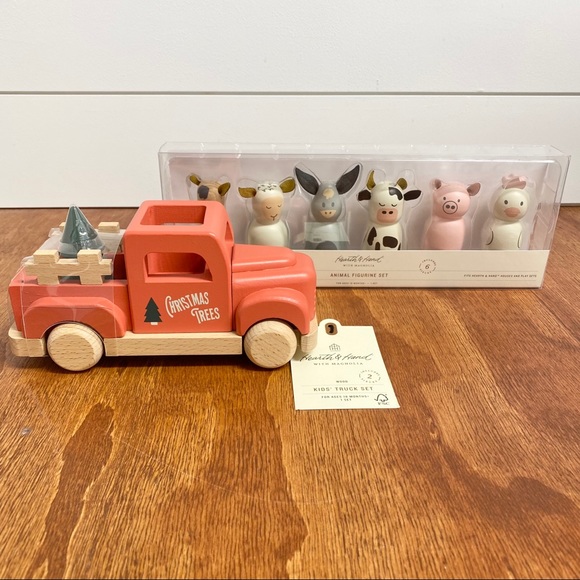 Hearth & Hand Other - ❌SOLD❌ Hearth & Hand | Wooden Red Truck & Animals